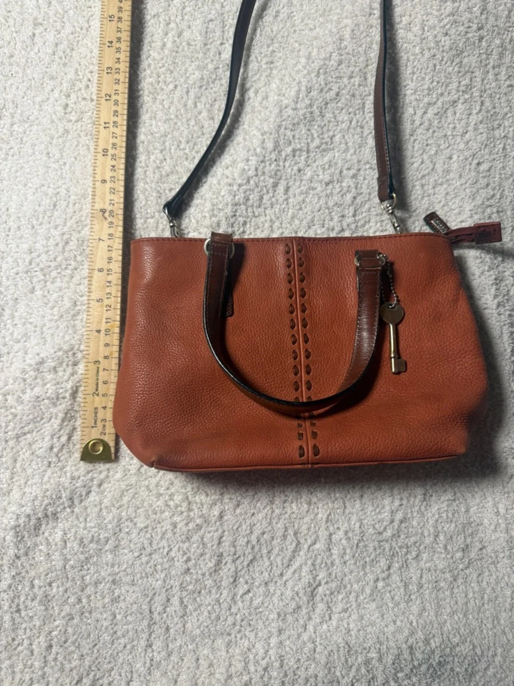Vintage Fossil Leather Tote Handbag in Chestnut Brown - Classic Women's Bag - Picture 13 of 13